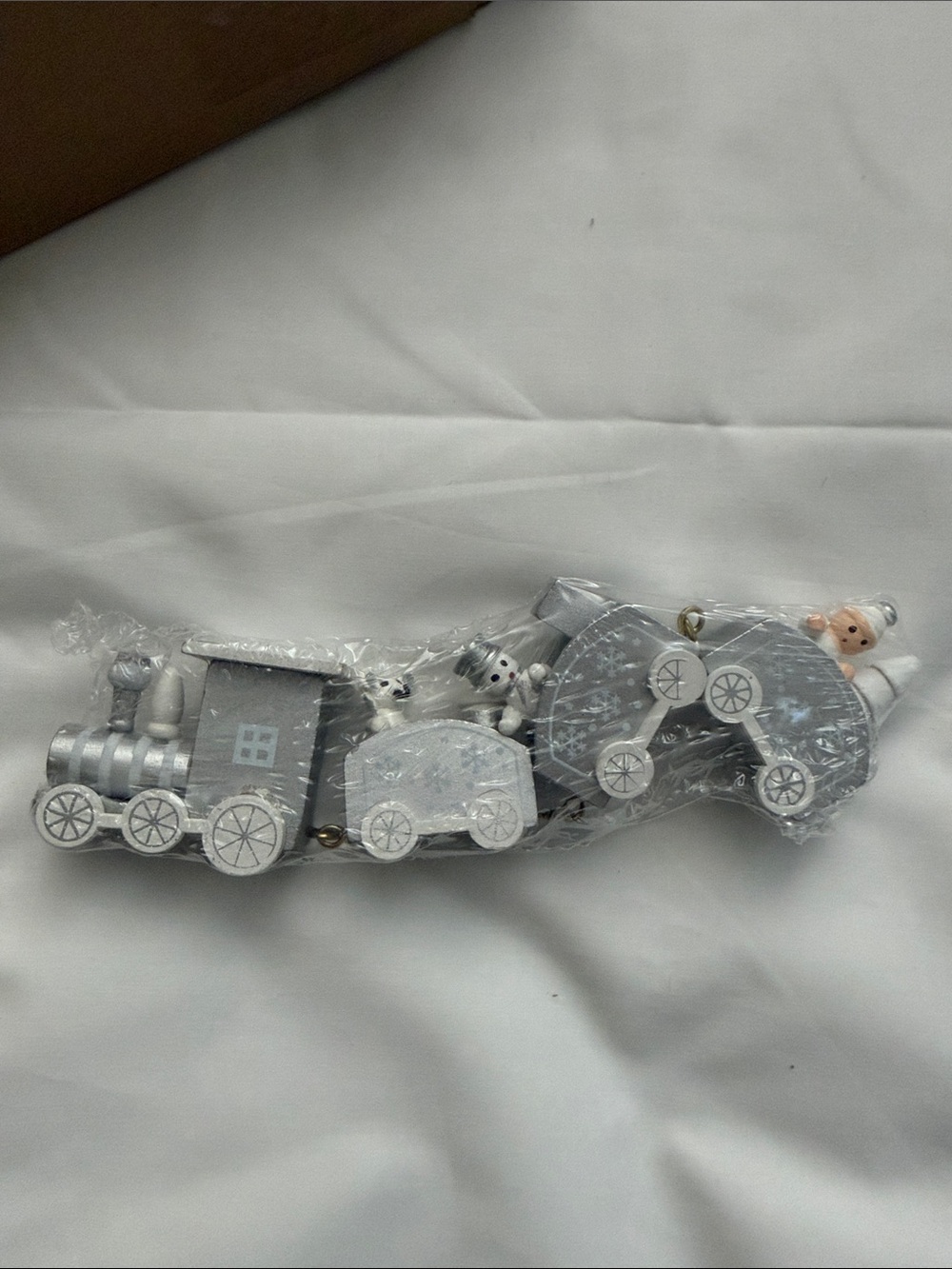 Gray Wooden Pull-Along Train Toy with Animal Figures
